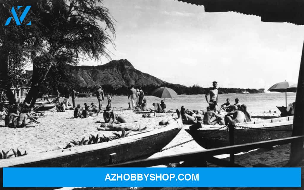 Hawaii O'Ahu Island; Diamond Head From Outrigger Canoe Club Vintage Photograph