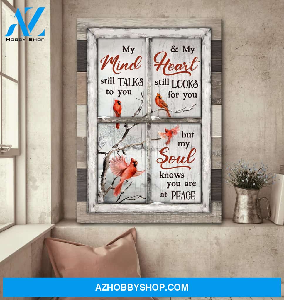 Heaven - Winter and Cardinal - My soul knows you are at peace - Portrait Canvas Prints, Wall Art