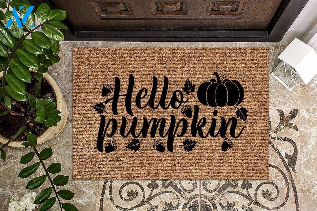 Hello Pumpkin Fall Autumn Indoor And Outdoor Doormat Warm House Gift Welcome Mat Birthday Gift For Autumn Lovers