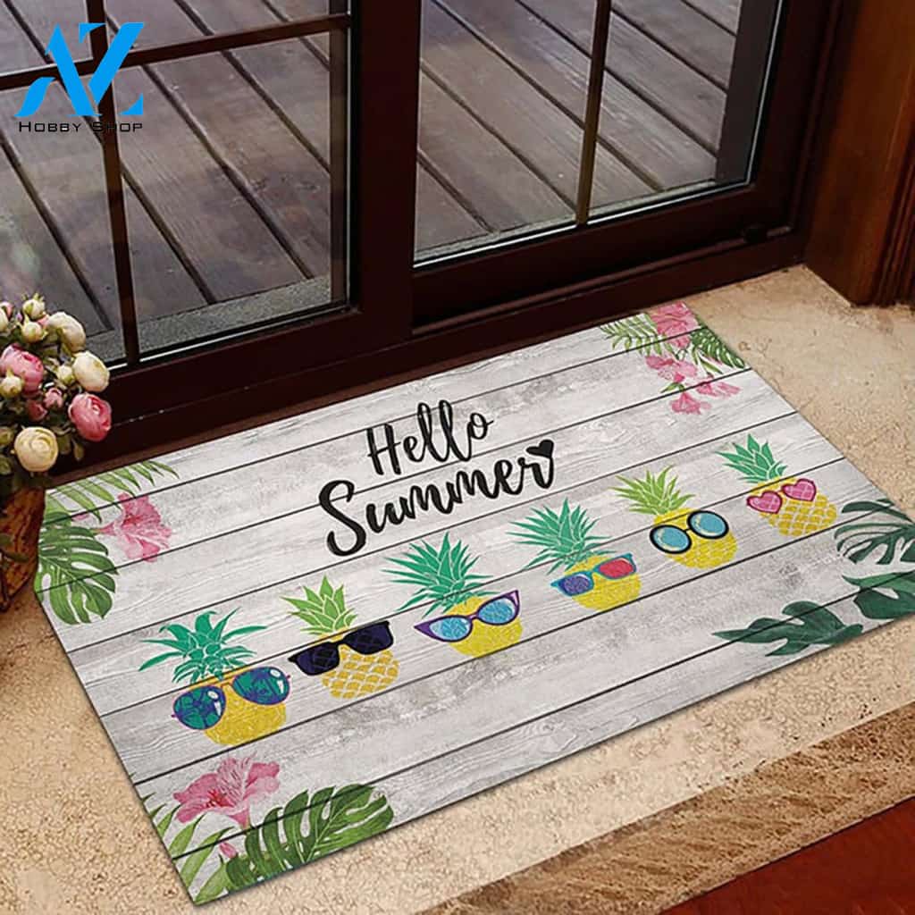 Hello Summer Pineapple Tropical Fruit Doormat Welcome Mat Housewarming Gift Home Decor Funny Doormat Gift Idea For Fruit Lovers