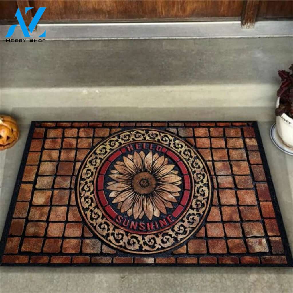 Hello Sunshine Sunflower Doormat | Welcome Mat | House Warming Gift