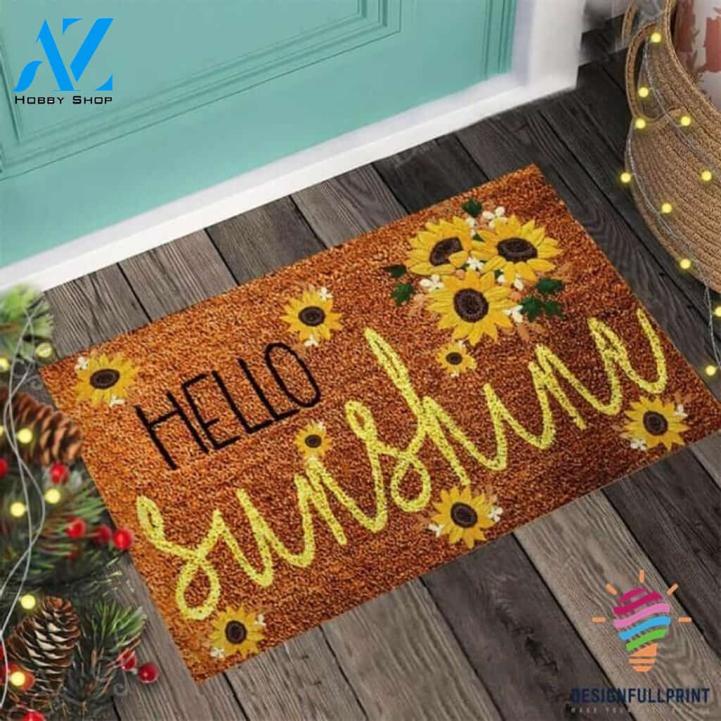 Hello Sunshine Sunflower Welcome Doormat NHD