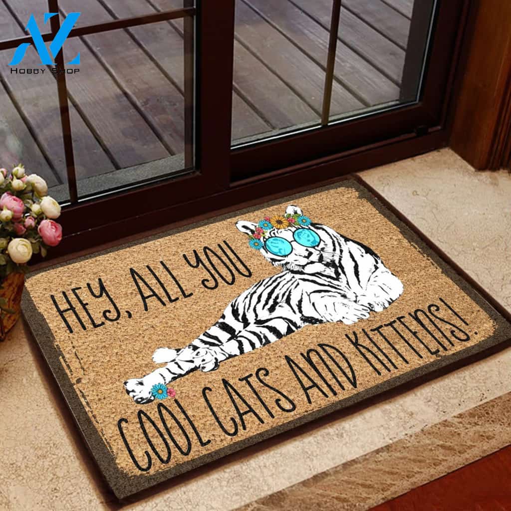 Hey, All You Cool Cat & Kittens Doormat | Welcome Mat | House Warming Gift | Christmas Gift Decor