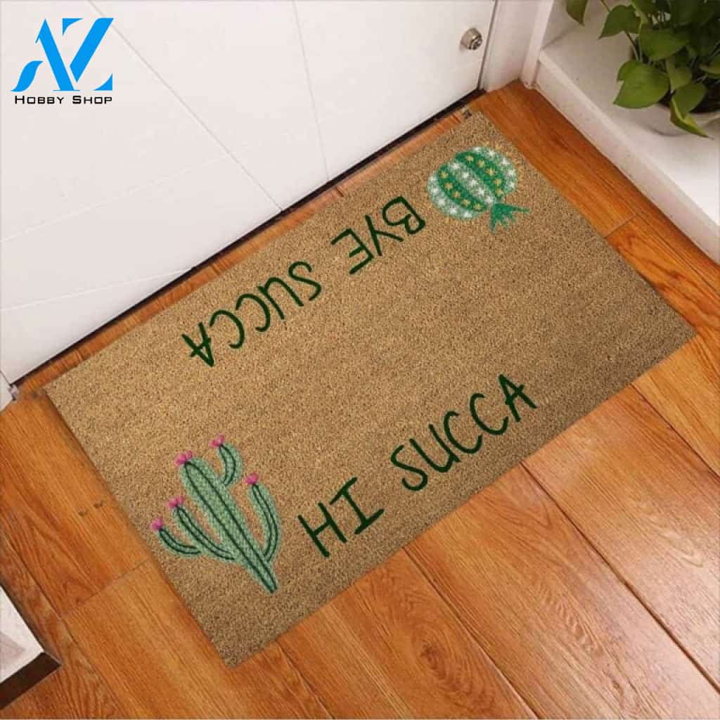 Hi Succa Bye Succa Doormat Welcome Mat Housewarming Gift Home Decor Funny Doormat Gift For Cactus Lovers Gift For Friend Birthday Gift