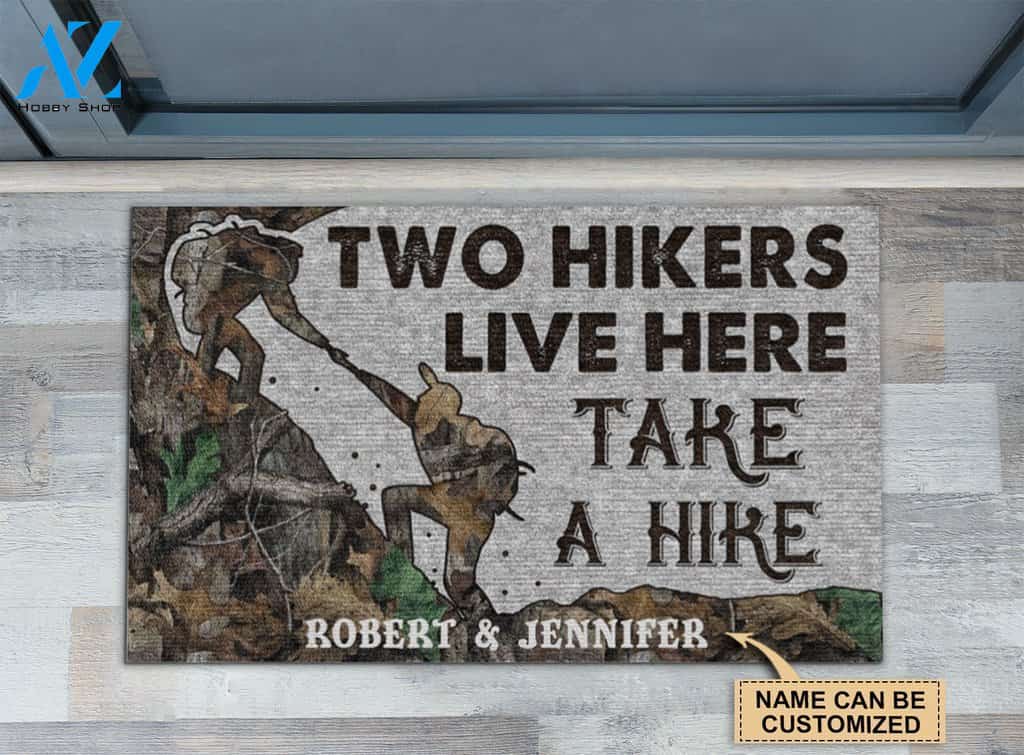 Hikers Live Here Take A Hike Custom Doormat | Welcome Mat | House Warming Gift