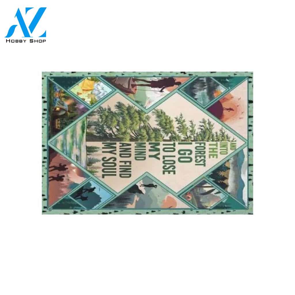 Personalized Name Family House Hiking - Into The Forest I Go To Lose My Mind Doormat Welcome Mat House Warming Gift Home Decor Funny Doormat Gift Idea