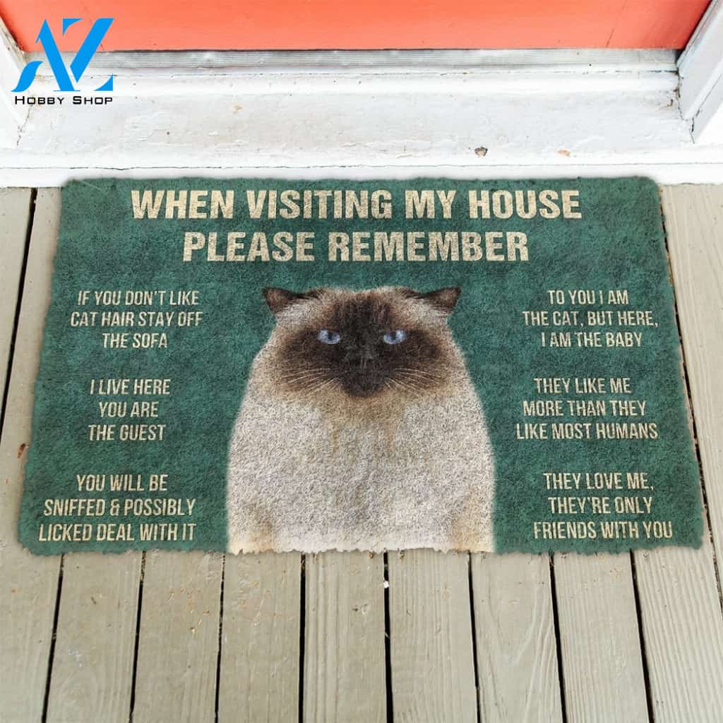 Himalayan Cat- When Visiting My House Please Remember Doormat Welcome Mat House Warming Gift Home Decor Gift for Cat Lovers Funny Doormat Gift Idea