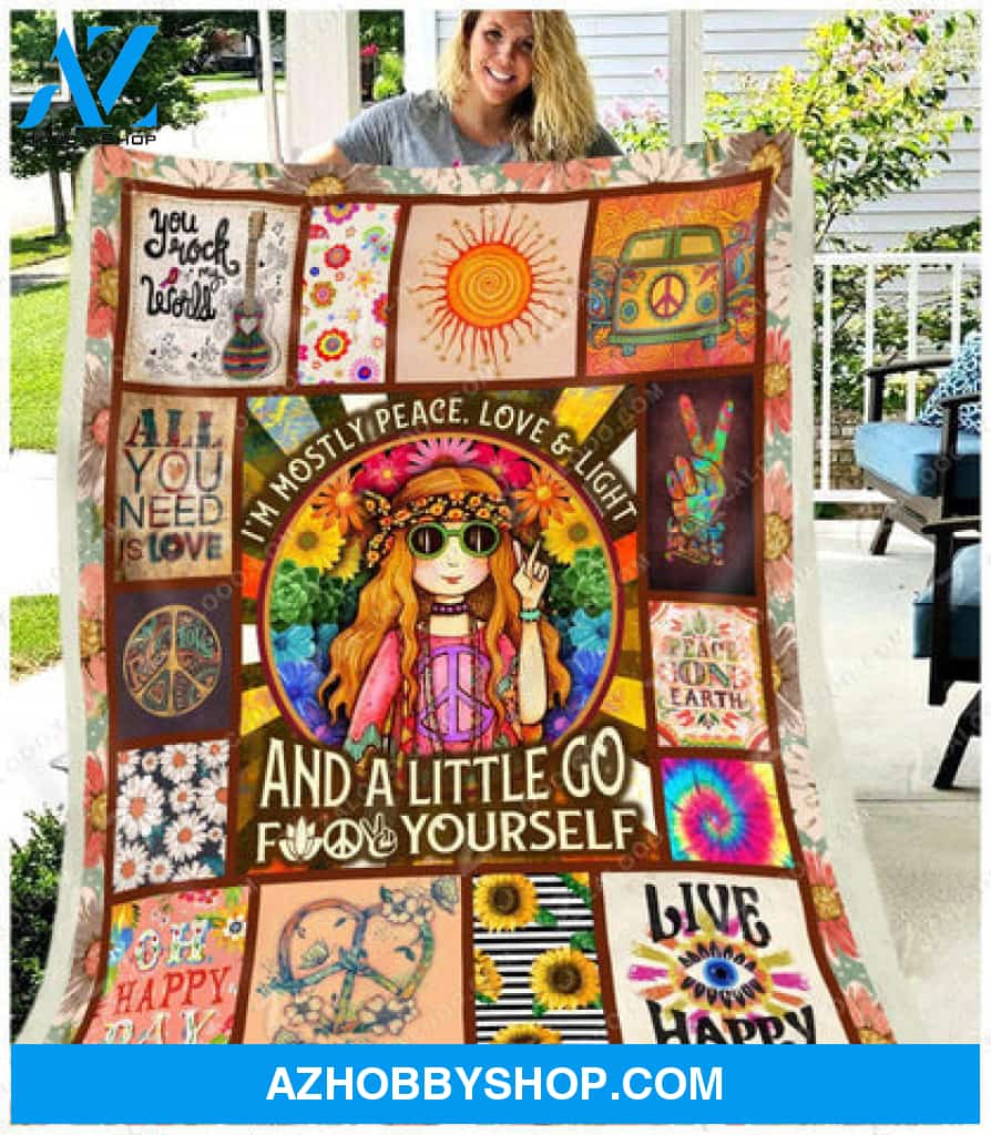 Hippie Blanket, I'm Mostly Peace Love And Light Hippie Girl Camping