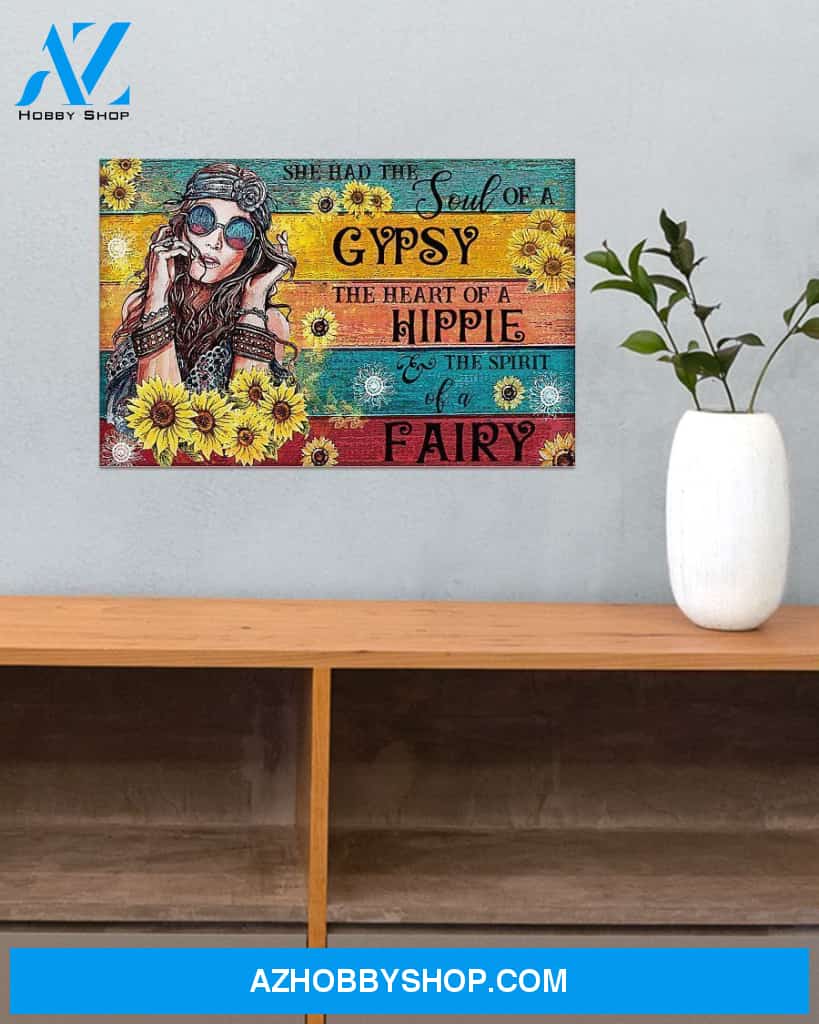 Hippie She Had The Spirit Of A Fairy Canvas Wall Art, Wall Decor Visual Art