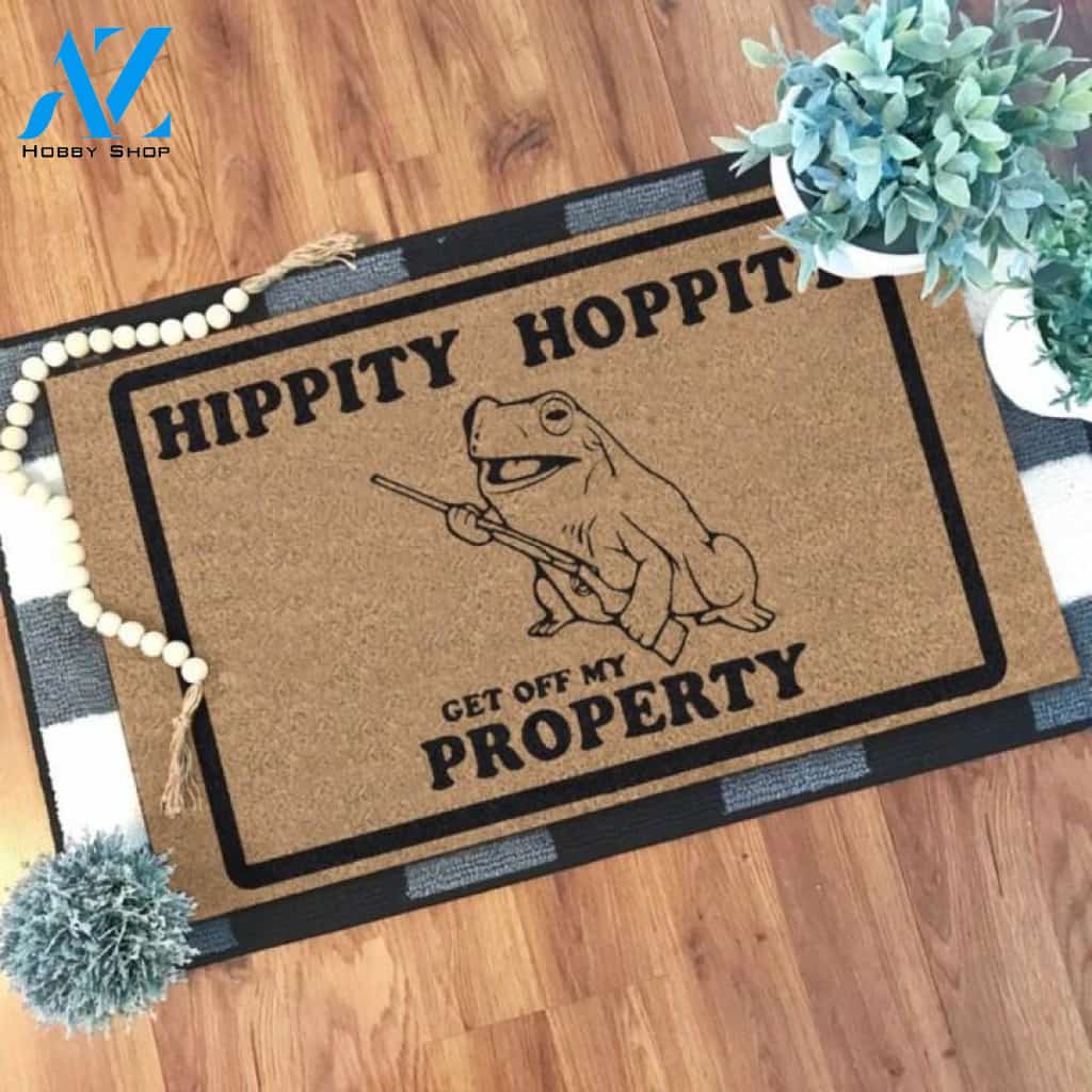 Hippity Hoppity get off my property Funny Frog Doormat | Welcome Mat | House Warming Gift