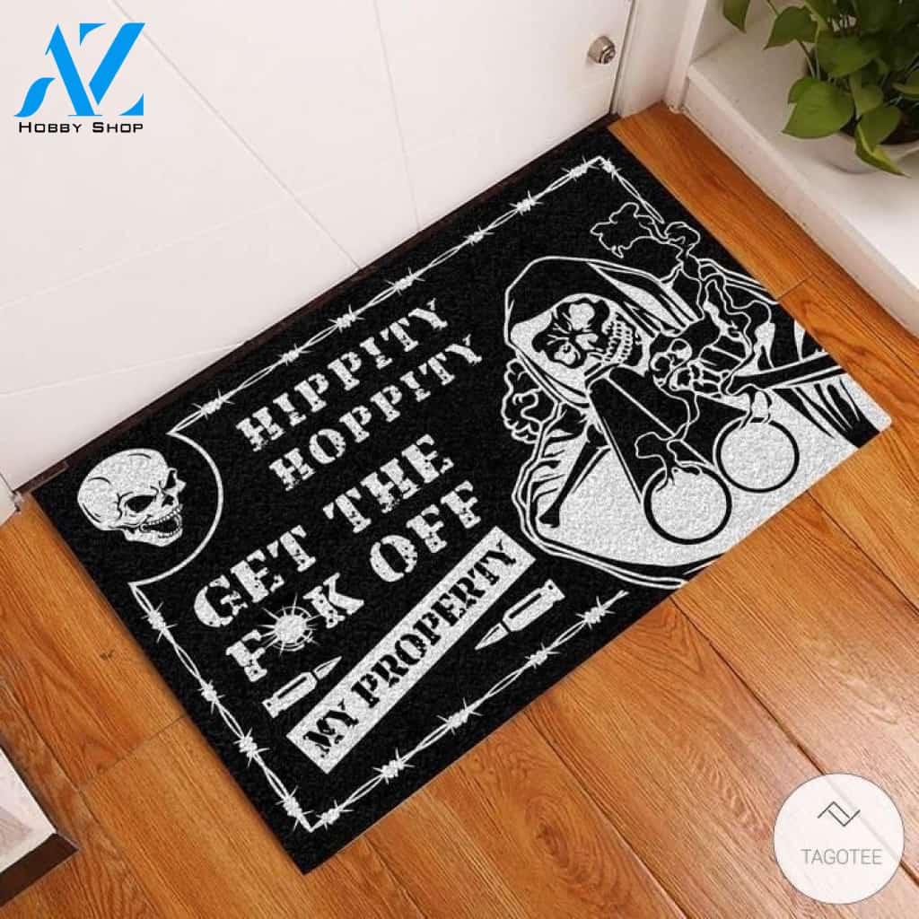 Targa In Metallo Divertente Rosefinch Stone – 'Hippity Hoppity Get Off My Property', 20x30 Cm, Decorazione Parete