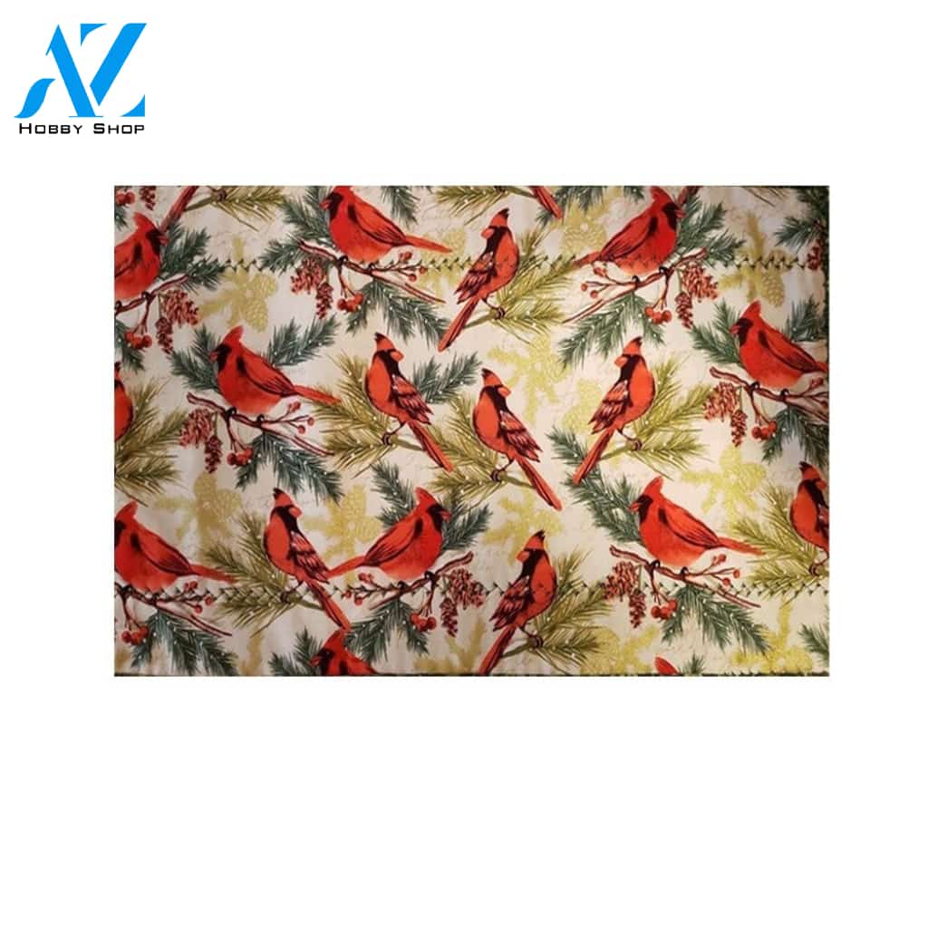 Holiday Cardinal Indoor and Outdoor Doormat Welcome Mat Housewarming Gift Home Decor Funny Doormat Gift for Family