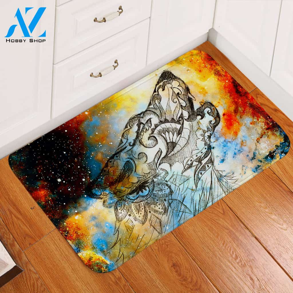 Holy Wolf Awaken Door Mat
