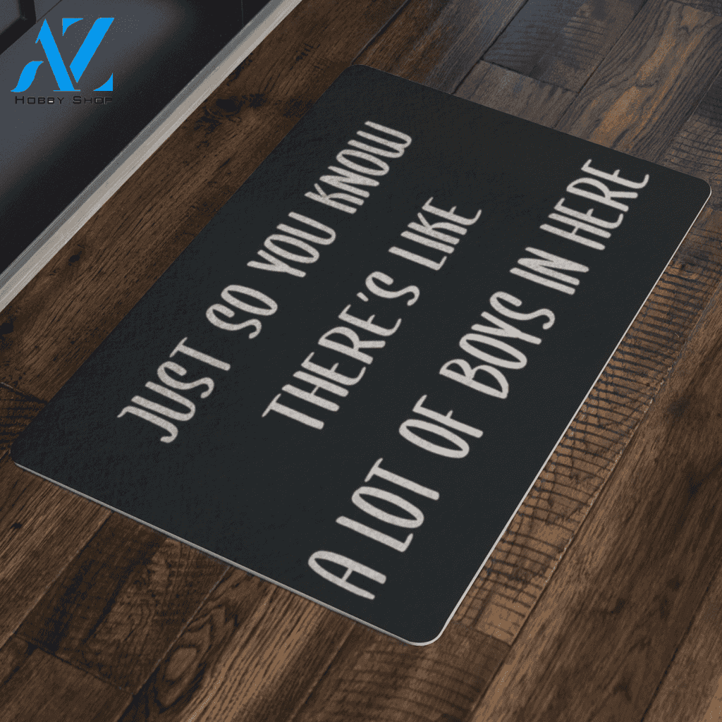 HOME DECOR DOORMAT A LOT OF BOYS IN HERE BLACK | Welcome Mat | House Warming Gift