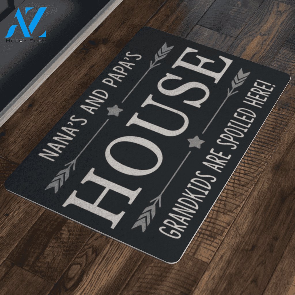 HOME DECOR DOORMAT NANA AND PAPA HOUSE BLACK | Welcome Mat | House Warming Gift