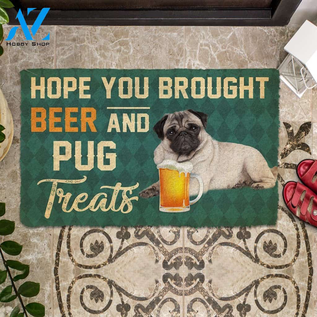 Gearhumans Gearhuman 3D Hope You Brought Beer And Pug Treats Doormat