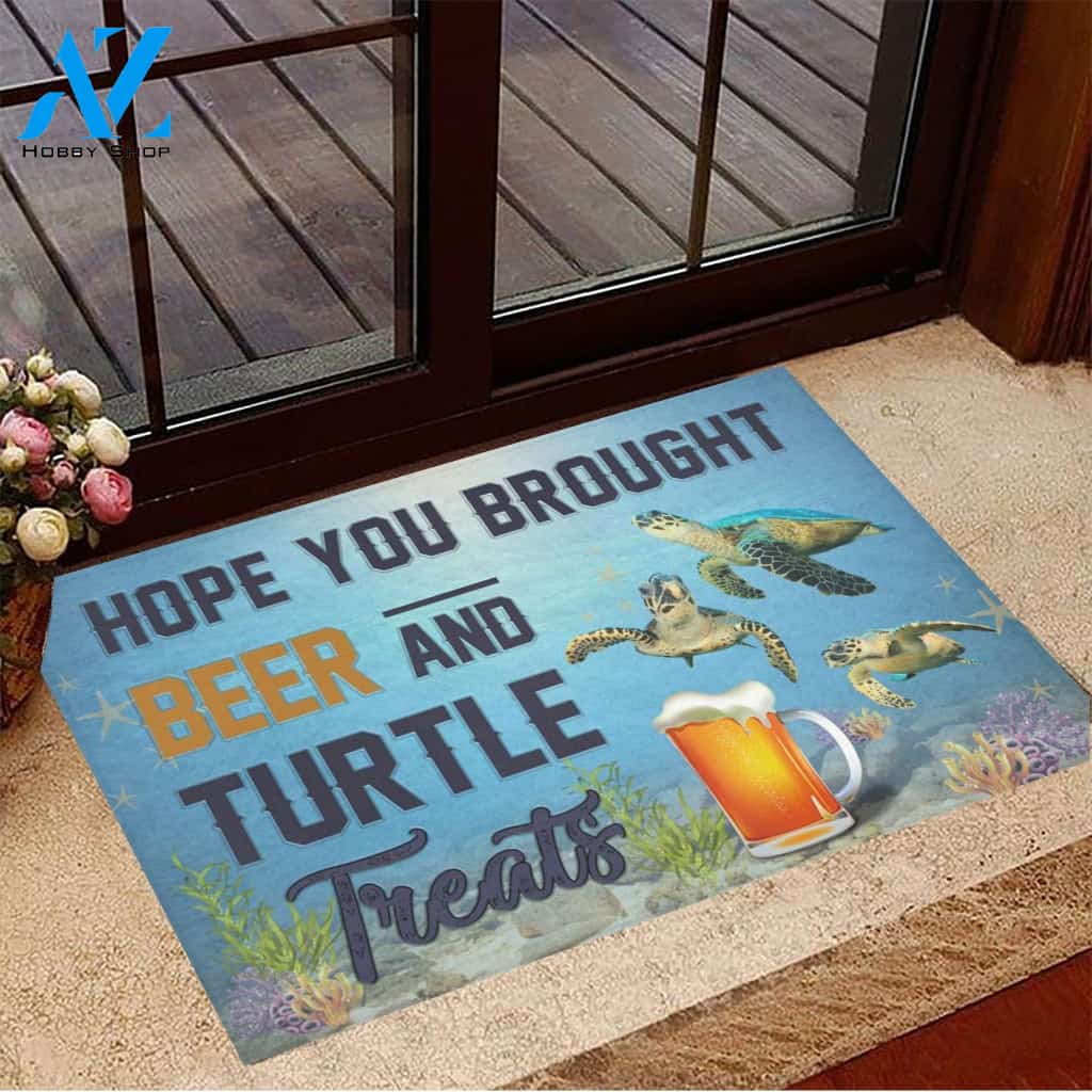 Hope You Brought Beer And Turtle Treats Doormat Welcome Mat Housewarming Gift Home Decor Funny Doormat Gift For Friend Gift Idea For Turtle Lovers