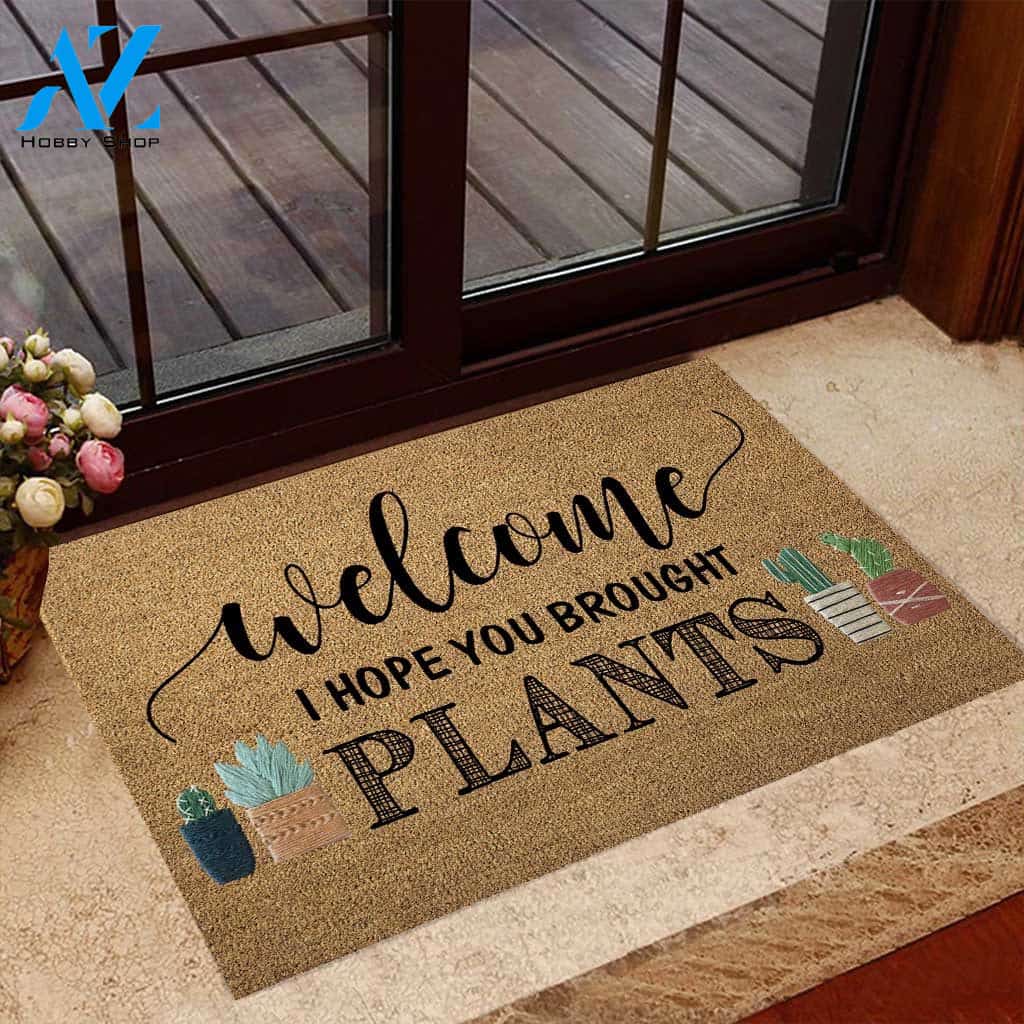 Hope you brought plants coir pattern print Gardening Doormat | Welcome Mat | House Warming Gift
