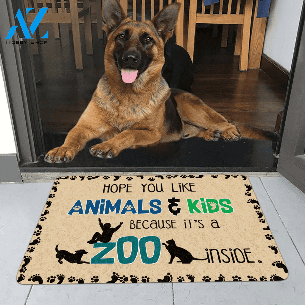 Hope You Like Animals & Kids Because It's A Zoo Inside Funny Indoor And Outdoor Doormat Gift For Friend Family Decor Warm House Gift Welcome Mat