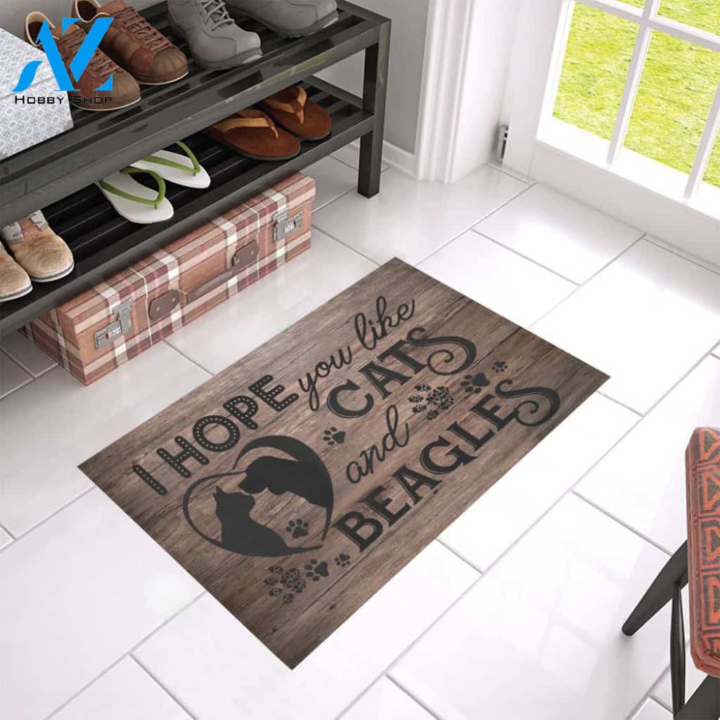 Hope You Like Cats And Beagles Doormat Indoor And Outdoor Mat Entrance Rug Sweet Home Decor Housewarming Gift Gift For Friend Family Stem Feminist