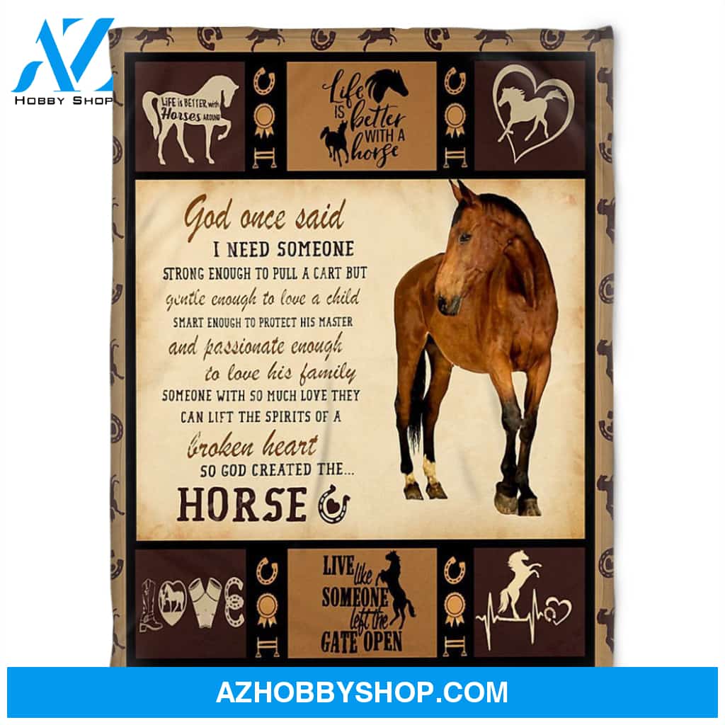 Horse Blanket.So God Created The Horse,Fleece Blanket.Gift Home Decor Bedding Couch Sofa Soft And Comfy Cozy