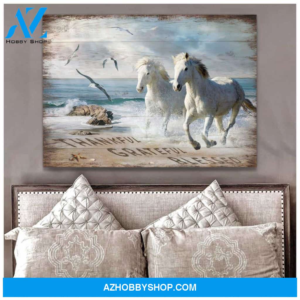 Horse Thankful Blessed Grateful Canvas Wall Art Decor