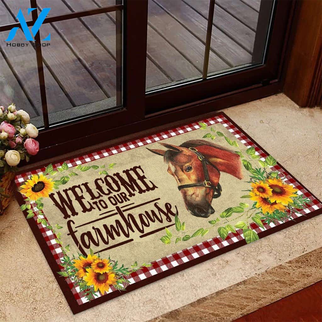 Horse Welcome To Our Farmhouse Doormat | Welcome Mat | House Warming Gift