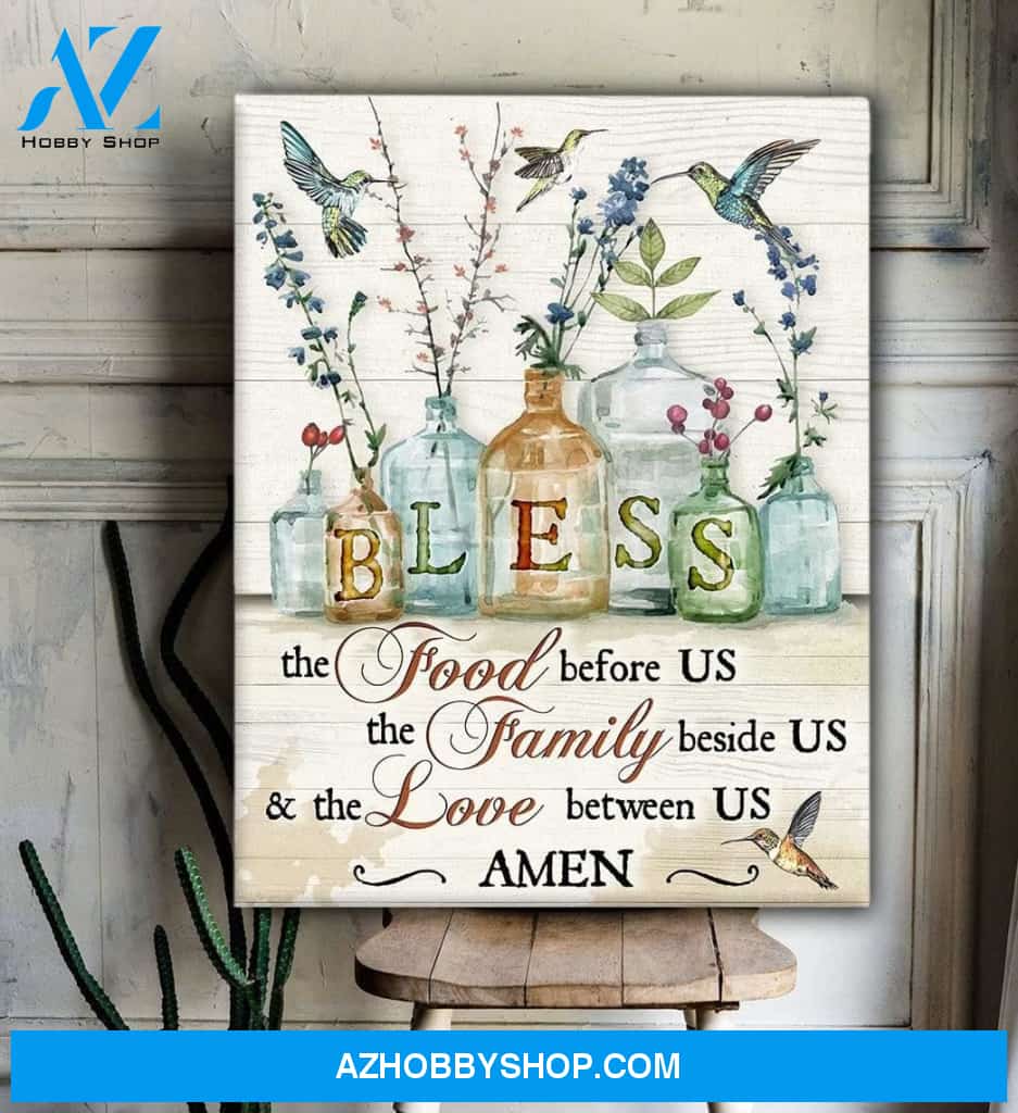 Hummingbird Bless Canvas Wall Art