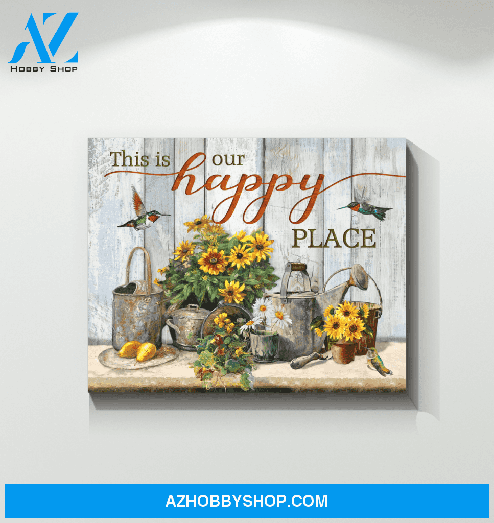 Hummingbird Garden Premium Wall Art Canvas - This Is Our Happy Place Premium Canvas