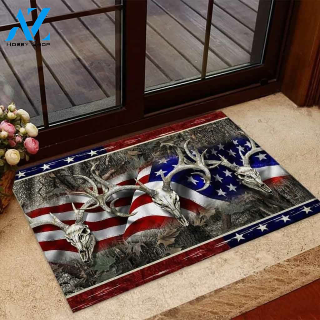Hunting Family US Flag Doormat