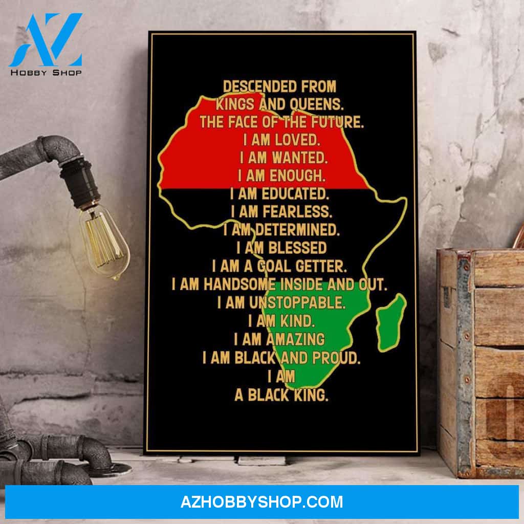 I Am Black King Canvas, Africa Map Canvas And Poster, Wall Decor Visual Art