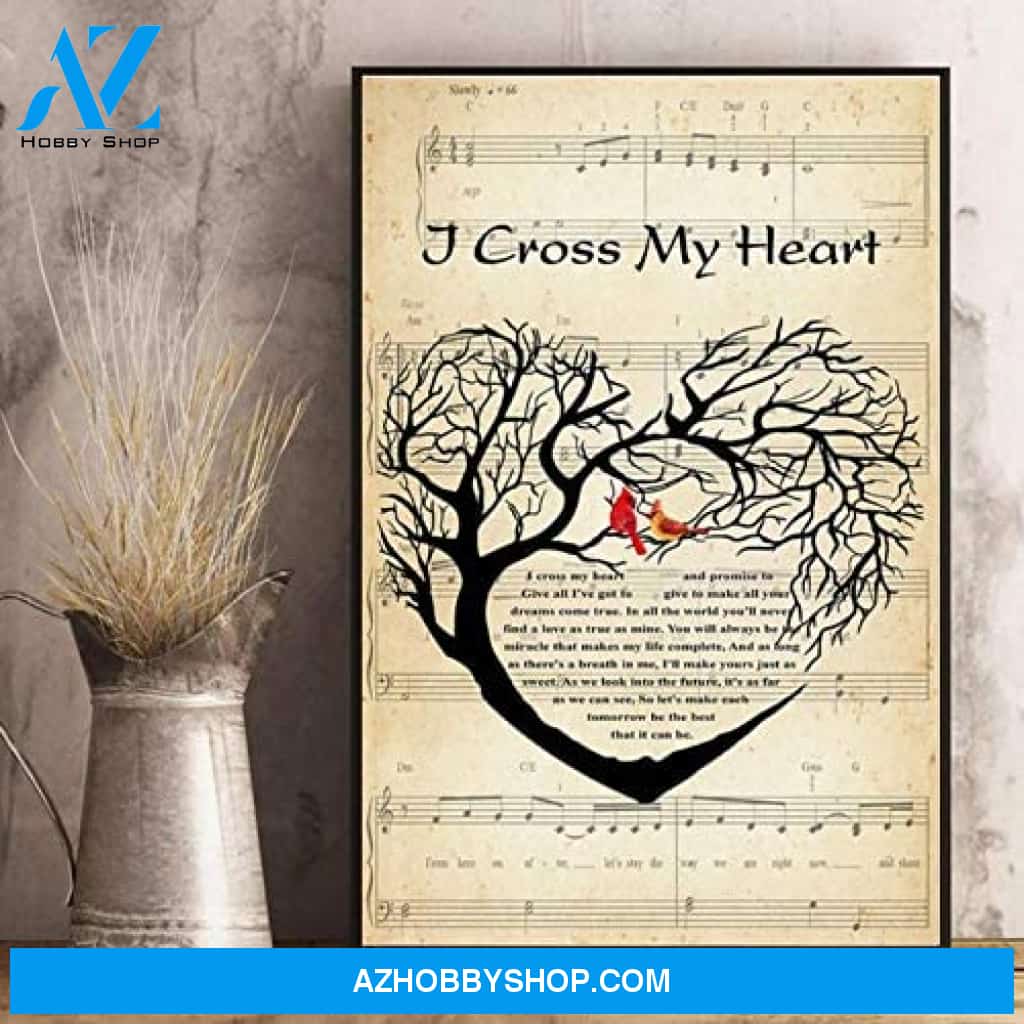 I Cross My Heart Vertical Poster, Canvas Wall Art, Romantic Piece of Music Poster, Wall Decor Visual Art
