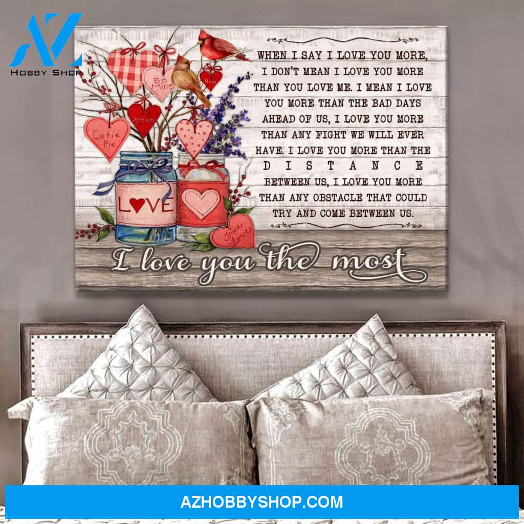 I Love You The Most Cardinal Canvas Wall Art Decor