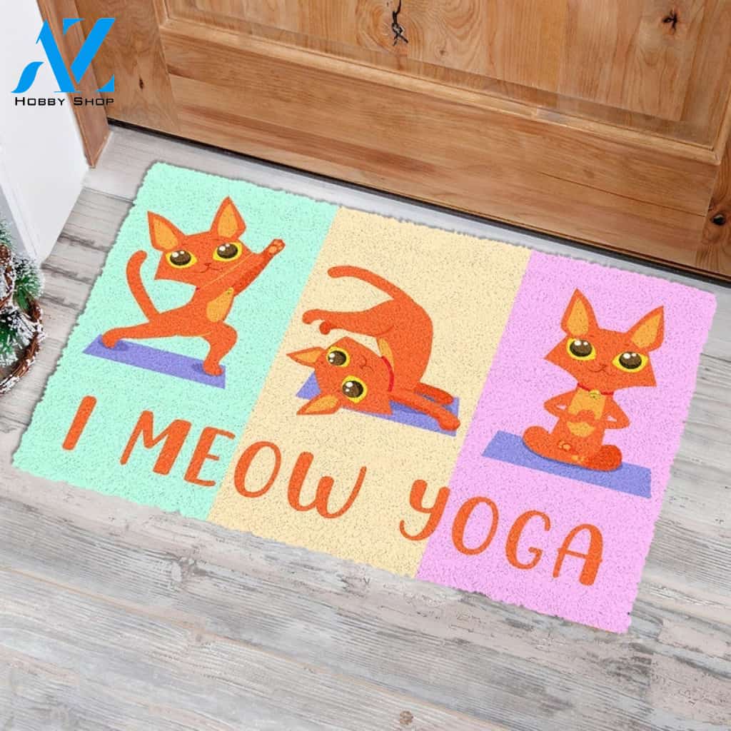 I Meow Yoga Doormat Welcome Mat House Warming Gift Home Decor Gift for Cat Lovers Funny Doormat Gift Idea