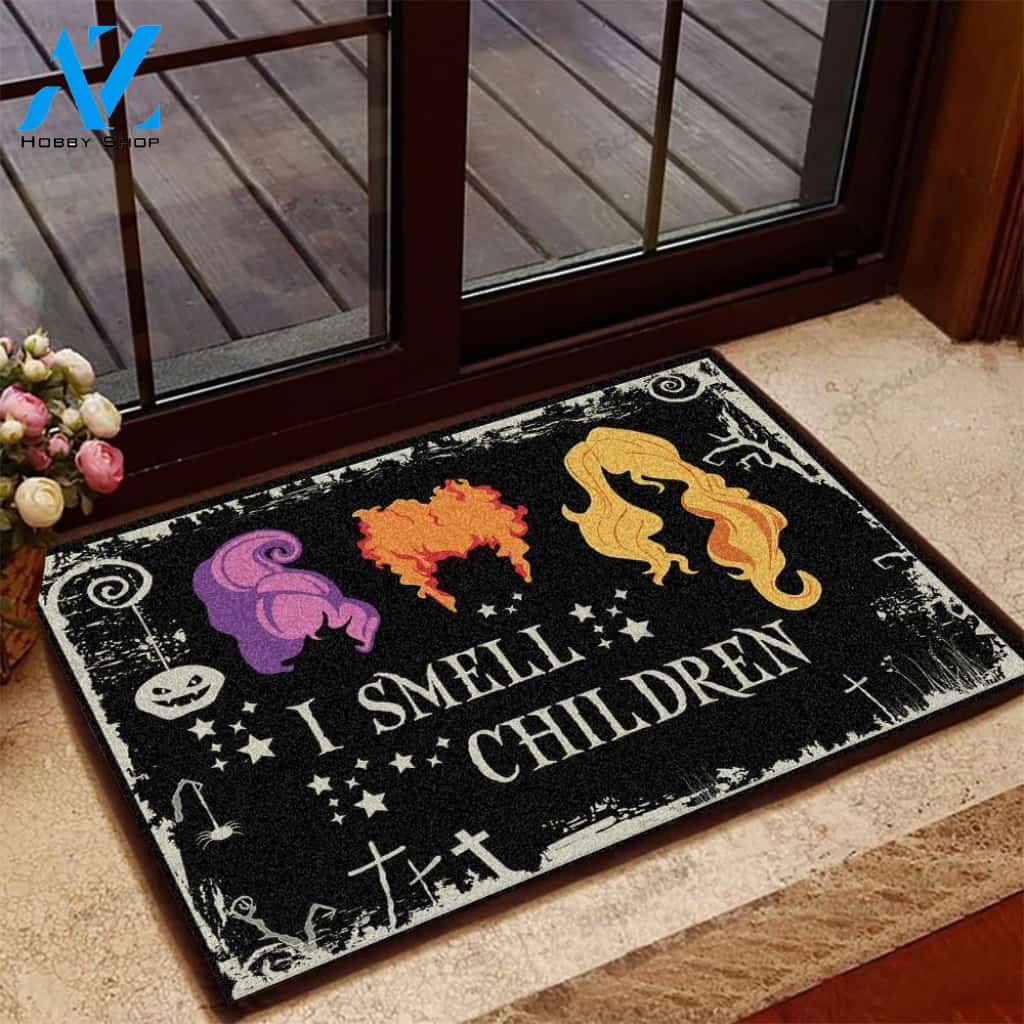 I SMELL CHILDREN DOORMAT Indoor and Outdoor Doormat Warm House Gift Welcome Mat, Gift For Halloween Doormat