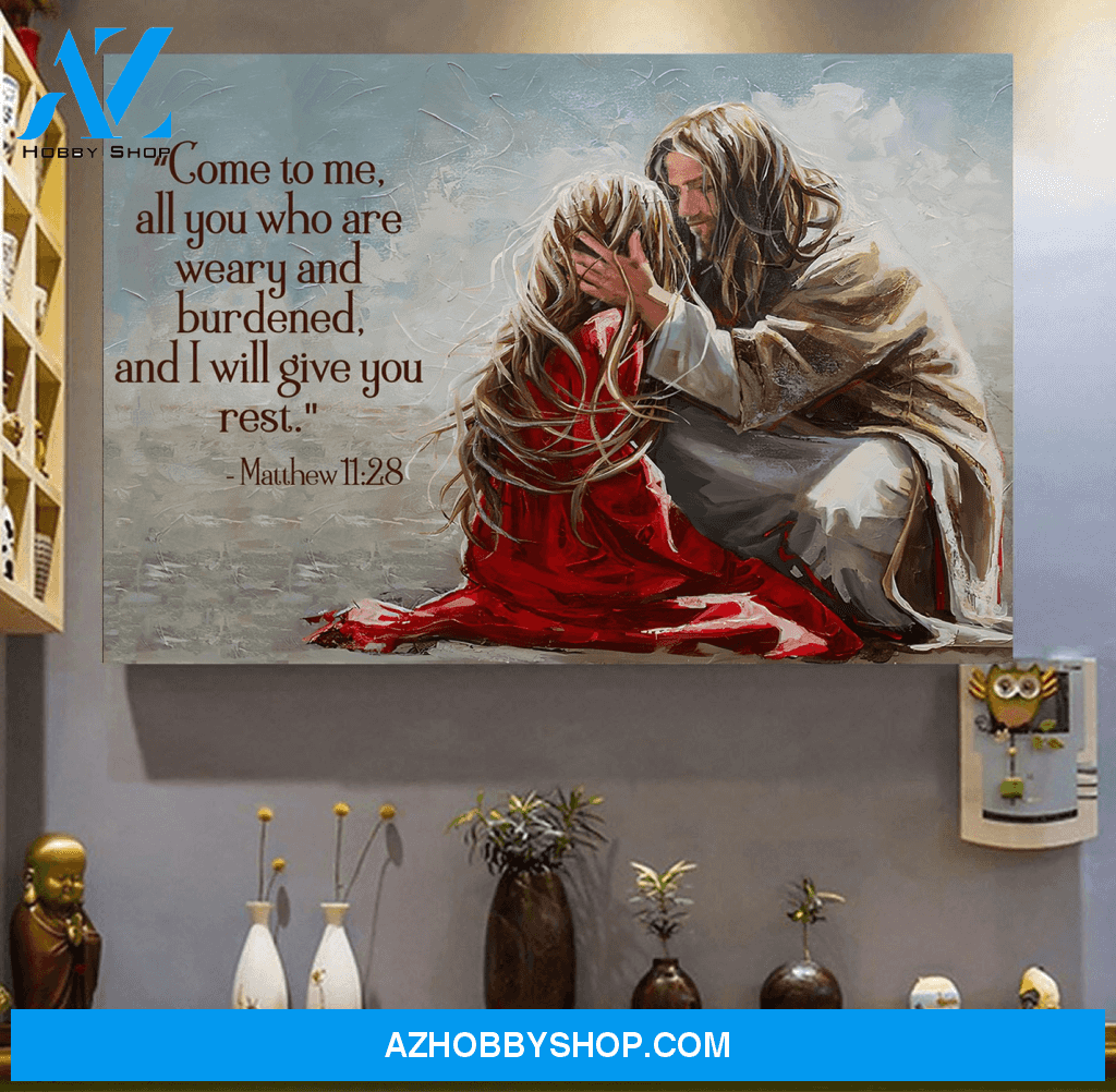 I Will Give You Rest Canvas | God Saving Painting Canvas Wall Art, Wall Decor Visual Art