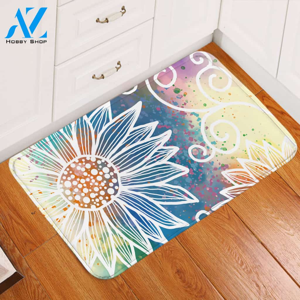 Icy Flowers Door Mat