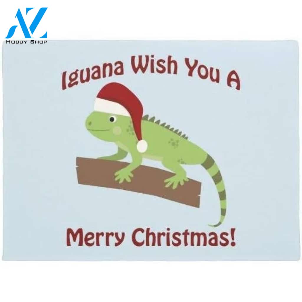 Iguana Wish You A Merry Christmas Funny Doormat Welcome Mat House Warming Gift Home Decor Funny Doormat Gift Idea