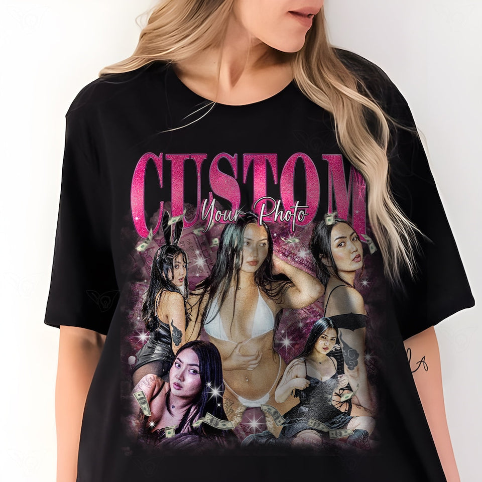 Custom Bootleg Rap Tee, Custom Face Shirt, Custom Valentine Shirt, Face Photo Vintage T-Shirts, Your Own Picture, Personalized Birthday Gift