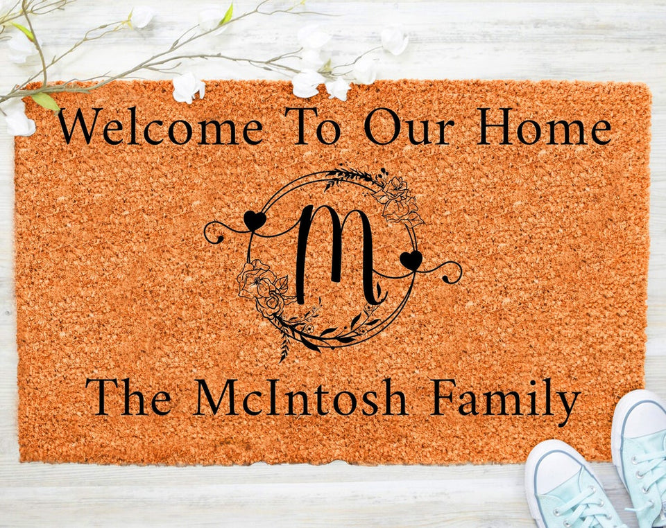 Personalized Family Name Monogram Door Mat Personalized Custom doormat Housewarming Gift New Home Owner