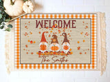 Custom Family Name Fall Gnomes Halloween Doormat | Best Outdoor Halloween Decoration