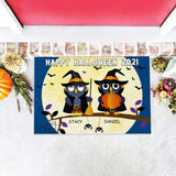 Custom Name Owl Couple 2021 Halloween Doormat | Best Outdoor Halloween Decoration