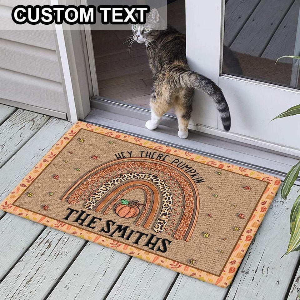 Custom Family Name Leopard Rainbow Halloween Doormat | Best Outdoor Halloween Decoration