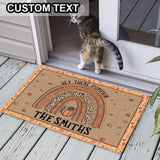 Custom Family Name Leopard Rainbow Halloween Doormat | Best Outdoor Halloween Decoration