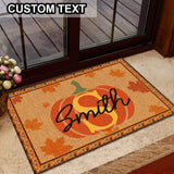 Custom Family Name Monogrammed Initial Pumpkin Halloween Doormat | Best Outdoor Halloween Decoration