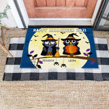 Custom Name Owl Couple 2021 Halloween Doormat | Best Outdoor Halloween Decoration