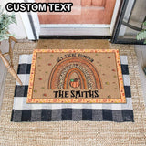 Custom Family Name Leopard Rainbow Halloween Doormat | Best Outdoor Halloween Decoration