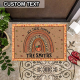 Custom Family Name Leopard Rainbow Halloween Doormat | Best Outdoor Halloween Decoration