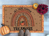 Custom Family Name Leopard Rainbow Halloween Doormat | Best Outdoor Halloween Decoration
