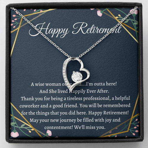 Happy Retirement Forever Love Necklace, Retirement Gifts Ideas For Women Necklace, Retirement Necklace For Coworker Retirement Gift For Friend